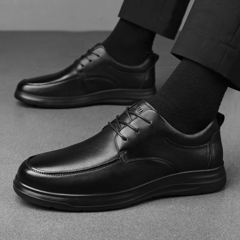 HLA Dress Shoes Men Low Top Black-5