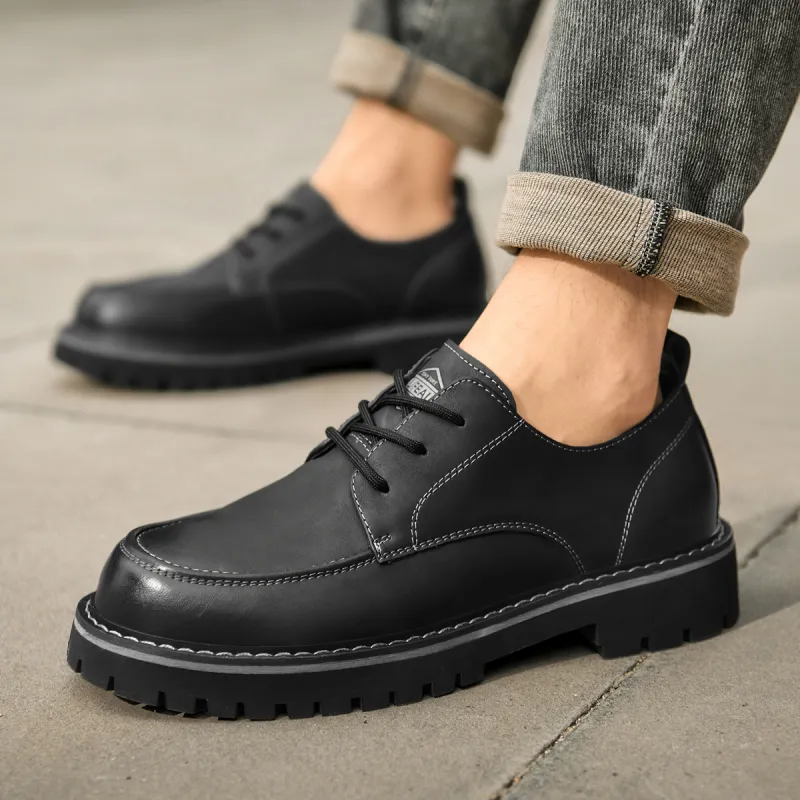 HLA Dress Shoes Men Low Top Black/Brown-6