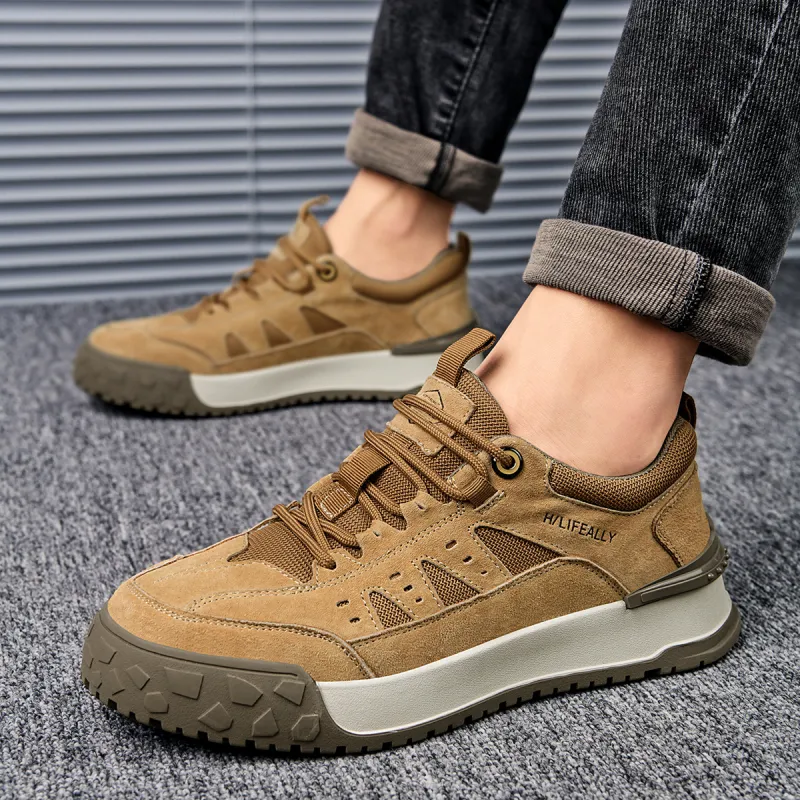 HLA Casual Shoes Men Low Top Khaki/Earth Yellow-6