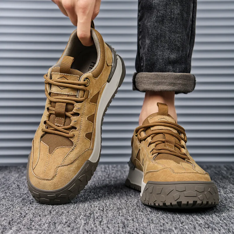 HLA Casual Shoes Men Low Top Khaki/Earth Yellow-5
