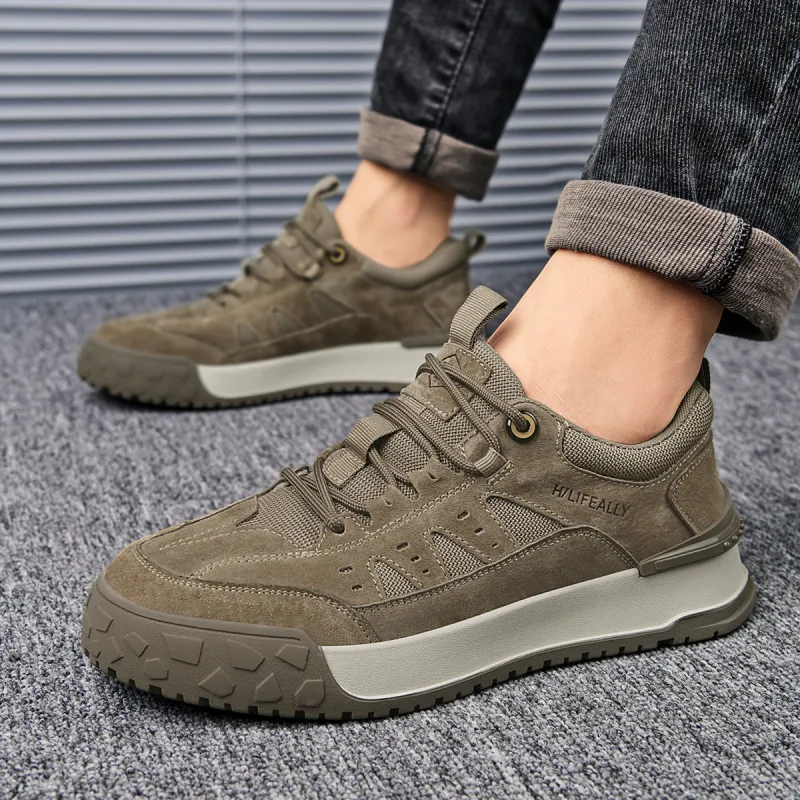 HLA Casual Shoes Men Low Top Khaki/Earth Yellow-13