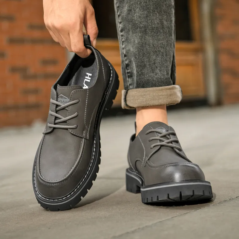HLA Dress Shoes Men Low Top Black/Brown-12