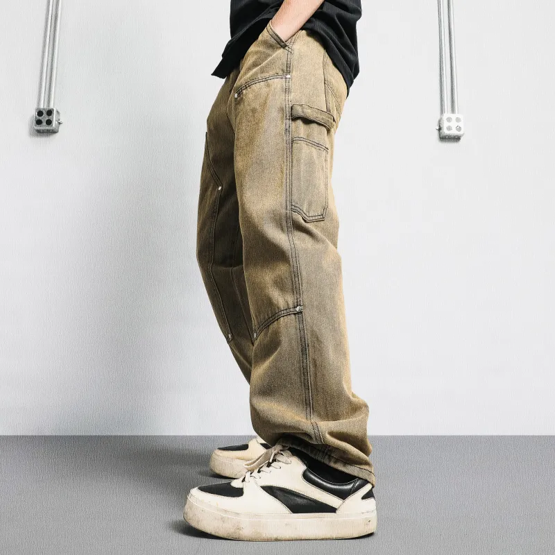 GNOMESHGH Jeans Unisex Yellow Mud Black-14