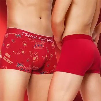 Crabsecret Underpants Men's Gift Box Of 2 Strips Red
