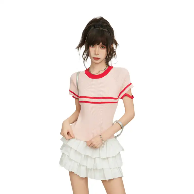 Princess Berdele Set in Sleeve T Shirt Women's Pink-1