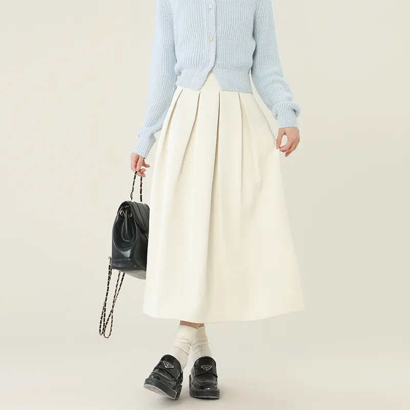 Princess Berdele Casual Long Skirt Women's Milk White-2