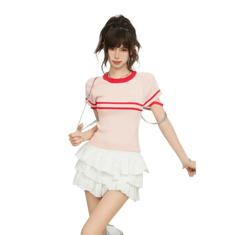 Princess Berdele Set in Sleeve T Shirt Women's Pink-3