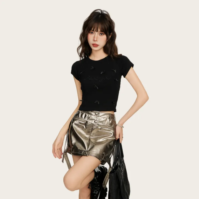 Princess Berdele Set in Sleeve T Shirt Women's Black-3