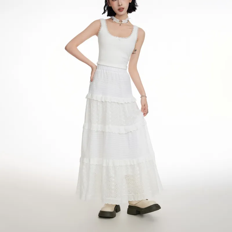Princess Berdele Casual Long Skirt Women's Apricot+Giveaway-3