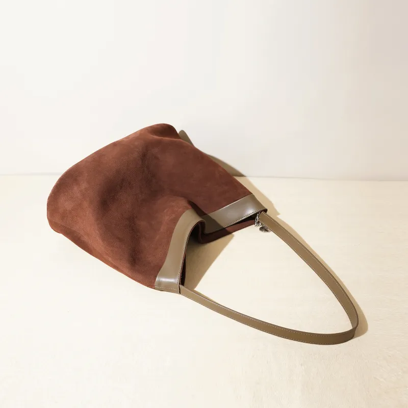 COURONNE Top Grain Cow Leather Shoulder Bag Tubas Women's Matte Dark Brown-7