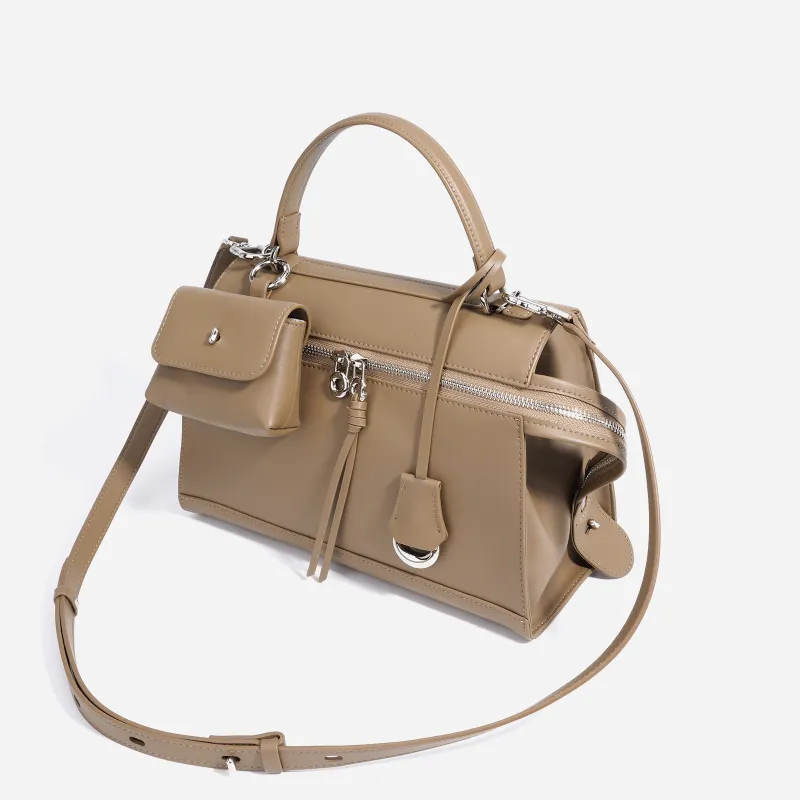 COURONNE Cow Leather Handbag Regular Women's Almond Brown-3