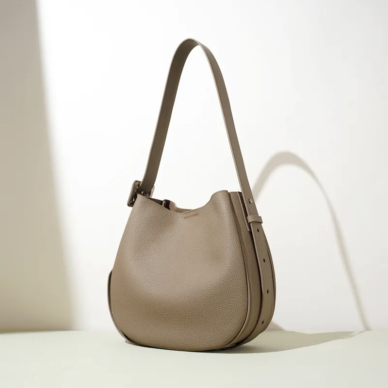 COURONNE Top Grain Cow Leather Tote Bag, Shoulder Bag Women's Black/White/Elephant Gray/Lavender-11