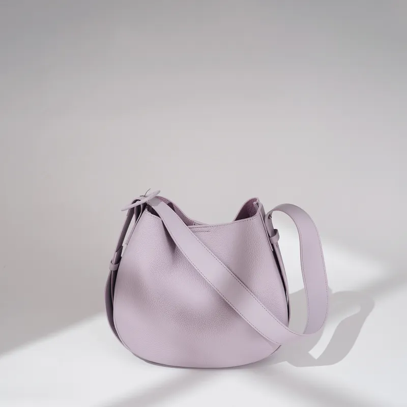 COURONNE Top Grain Cow Leather Tote Bag, Shoulder Bag Women's Black/White/Elephant Gray/Lavender-21