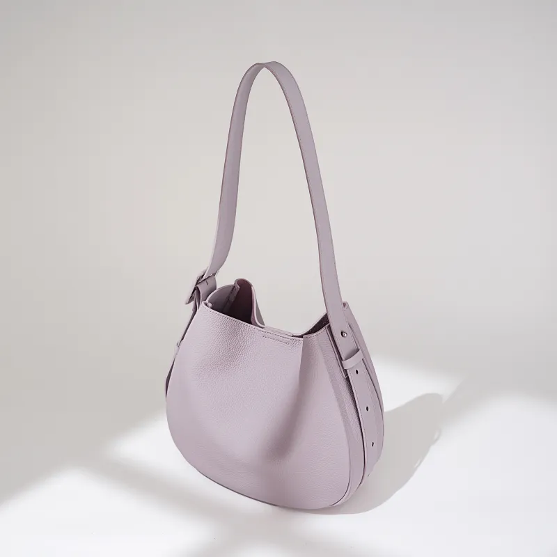 COURONNE Top Grain Cow Leather Tote Bag, Shoulder Bag Women's Black/White/Elephant Gray/Lavender-20