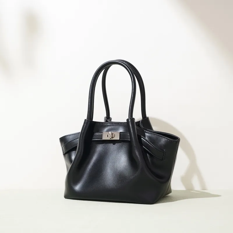 COURONNE Cow Leather Basket Bag, One Shoulder Handbag Women's Multicolor-5