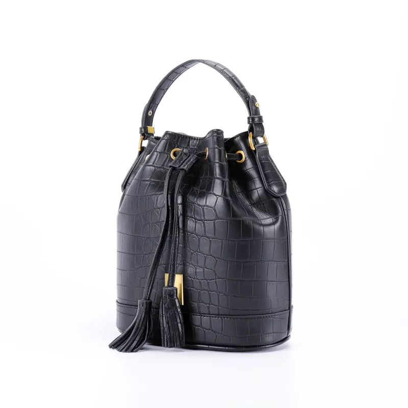 COURONNE Split Cow Leather Crossbody Bag Regular Women's Black/Ecru-2