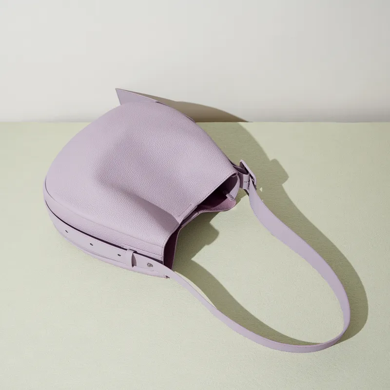 COURONNE Top Grain Cow Leather Tote Bag, Shoulder Bag Women's Black/White/Elephant Gray/Lavender-24