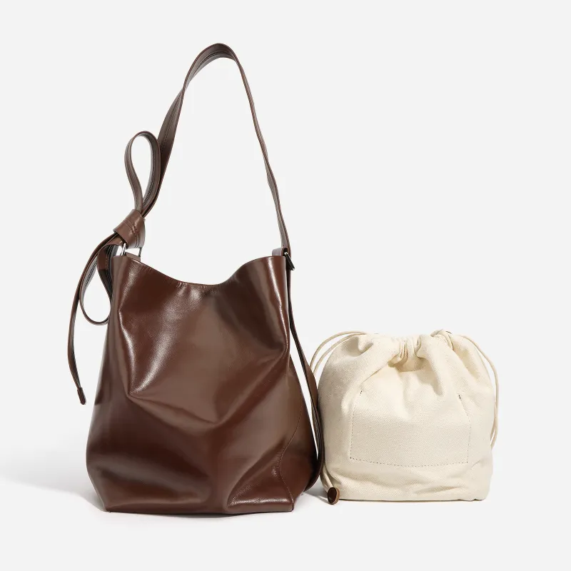COURONNE Top Grain Cow Leather Crossbody Bag, Bucket Bag, Shoulder Bag Regular Women's Multicolor-5