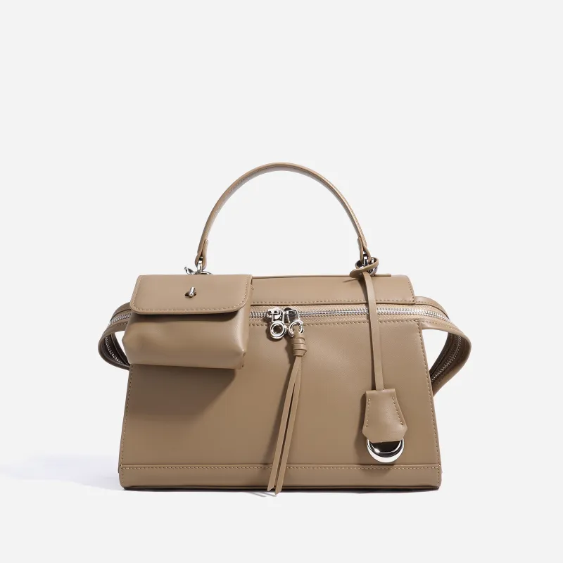 COURONNE Cow Leather Handbag Regular Women's Almond Brown-1