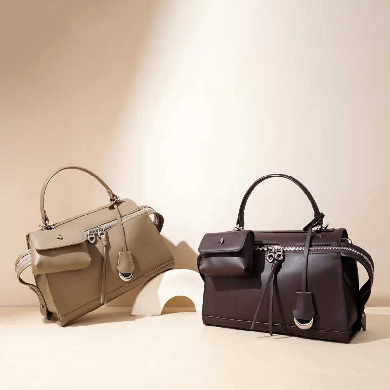 COURONNE Cow Leather Handbag Regular Women's Almond Brown-13