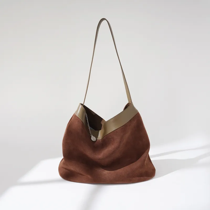 COURONNE Top Grain Cow Leather Shoulder Bag Tubas Women's Matte Dark Brown-5
