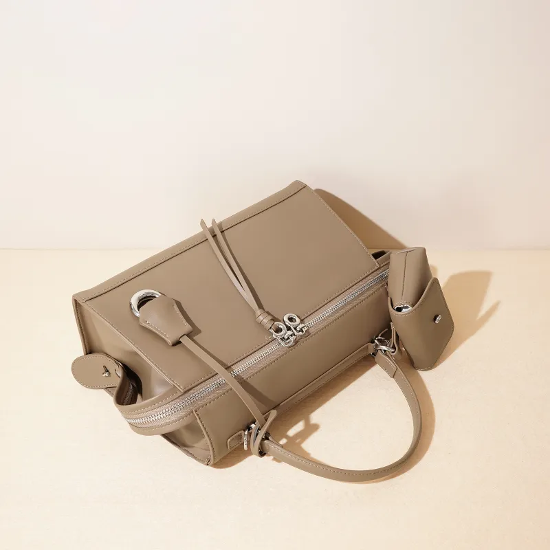 COURONNE Cow Leather Handbag Regular Women's Almond Brown-8