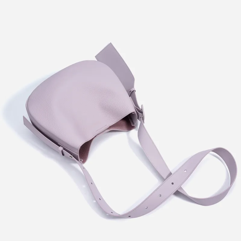 COURONNE Top Grain Cow Leather Tote Bag, Shoulder Bag Women's Black/White/Elephant Gray/Lavender-17