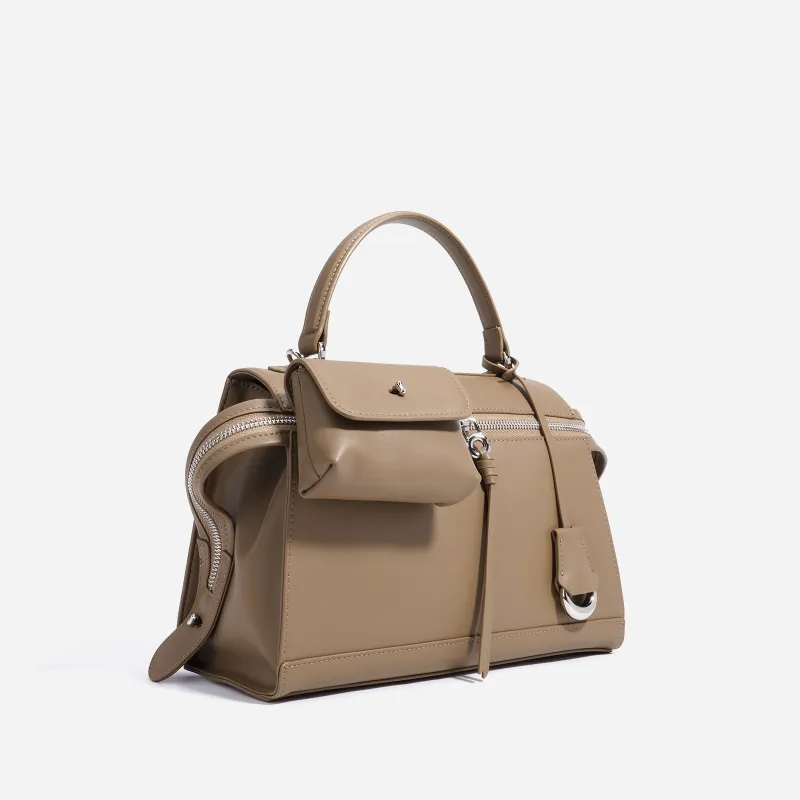 COURONNE Cow Leather Handbag Regular Women's Almond Brown-2