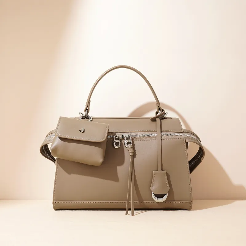 COURONNE Cow Leather Handbag Regular Women's Almond Brown-6