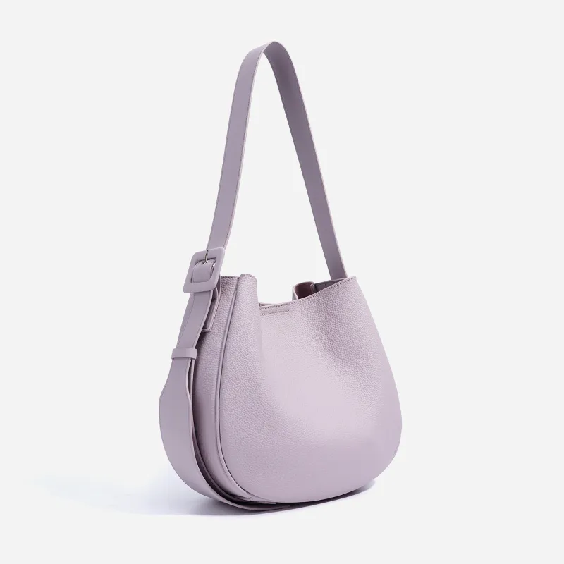 COURONNE Top Grain Cow Leather Tote Bag, Shoulder Bag Women's Black/White/Elephant Gray/Lavender-16
