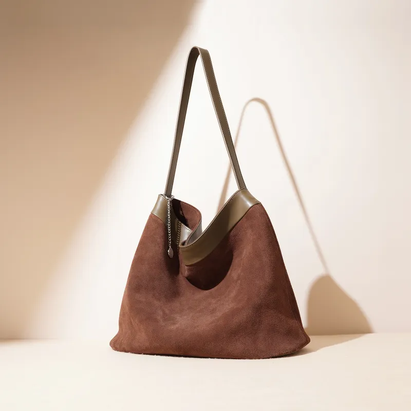 COURONNE Top Grain Cow Leather Shoulder Bag Tubas Women's Matte Dark Brown-6