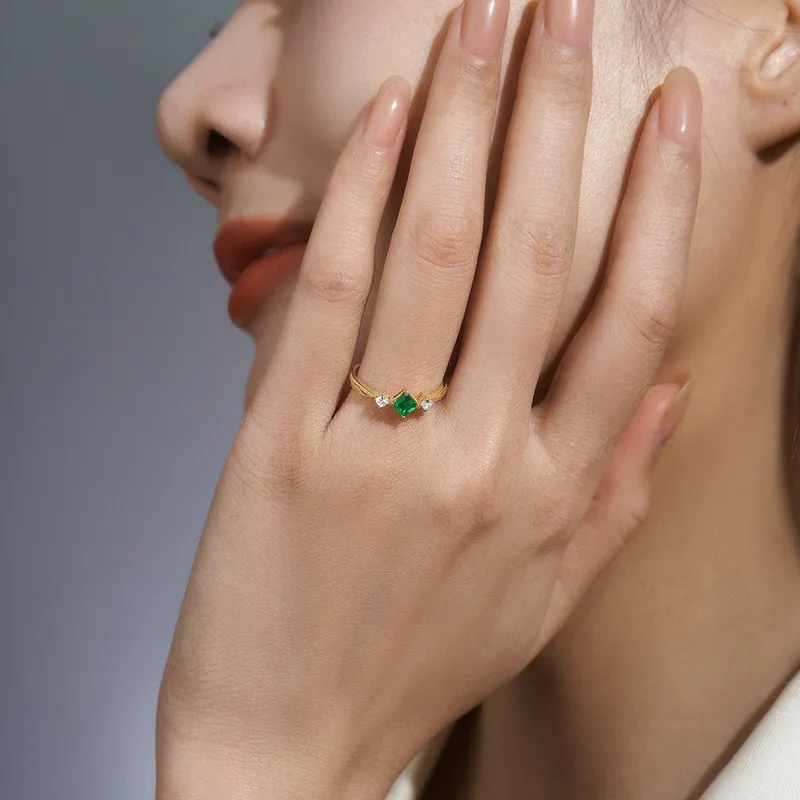 Luxury Beads Emeralds Rings Women's-2