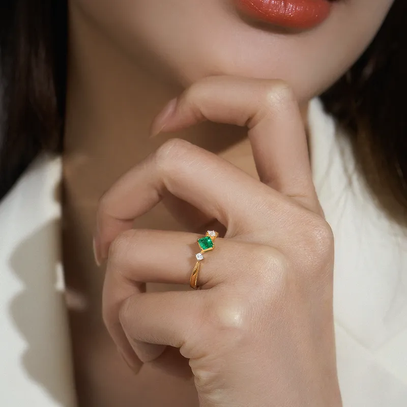 Luxury Beads Emeralds Rings Women's-3