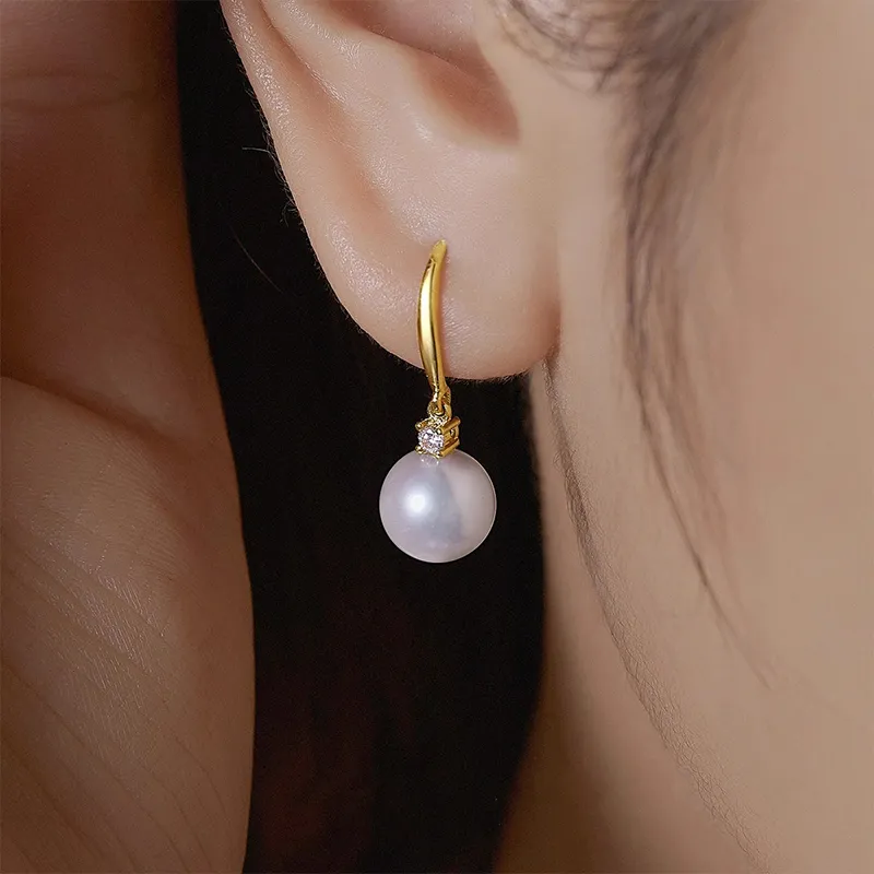 Luxury Beads Pearl Hoop Earrings, Earring Hooks Style Women's-5