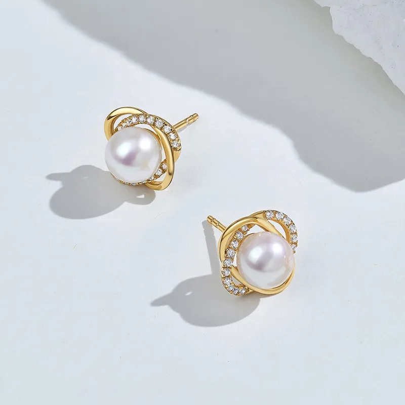 Luxury Beads Pearl Stud Earrings Women's-3