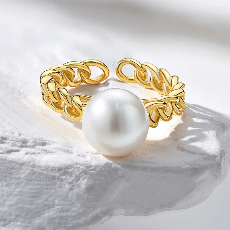 Luxury Beads Freshwater Pearl Rings Women's-5