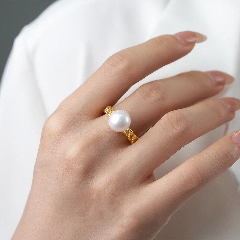 Luxury Beads Freshwater Pearl Rings Women's-6