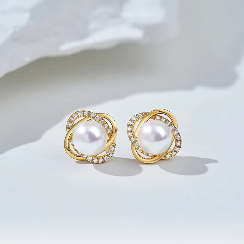 Luxury Beads Pearl Stud Earrings Women's-2