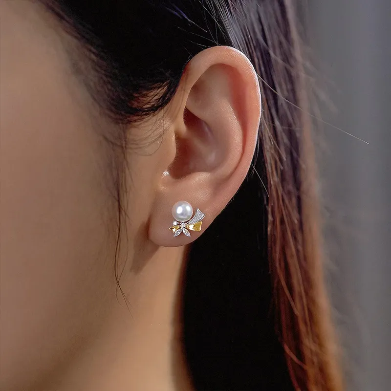 Luxury Beads Pearl Stud Earrings Women's-4