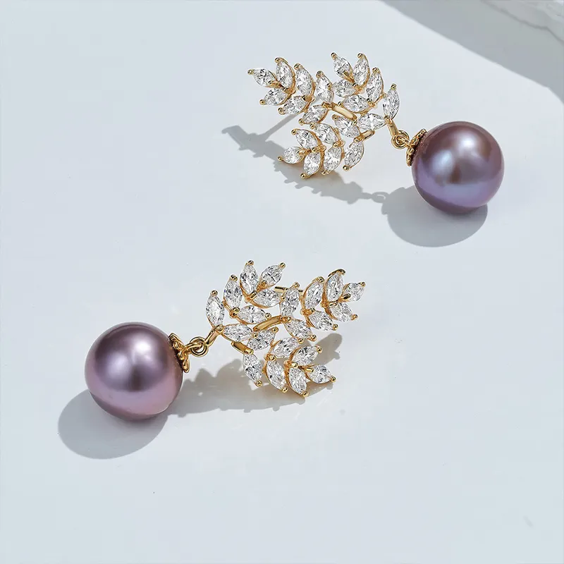 Luxury Beads Freshwater Pearl Earrings Women's-1
