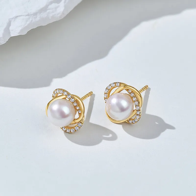 Luxury Beads Pearl Stud Earrings Women's-1