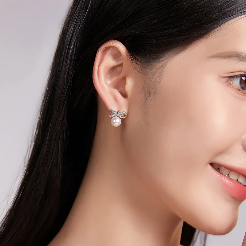 Luxury Beads Pearl Stud Earrings Women's-5