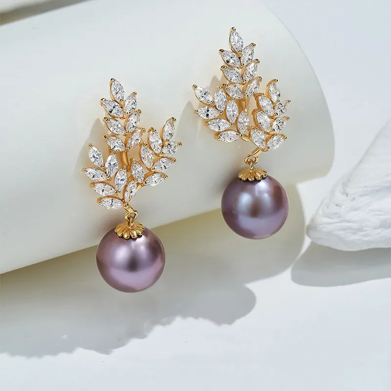 Luxury Beads Freshwater Pearl Earrings Women's-2