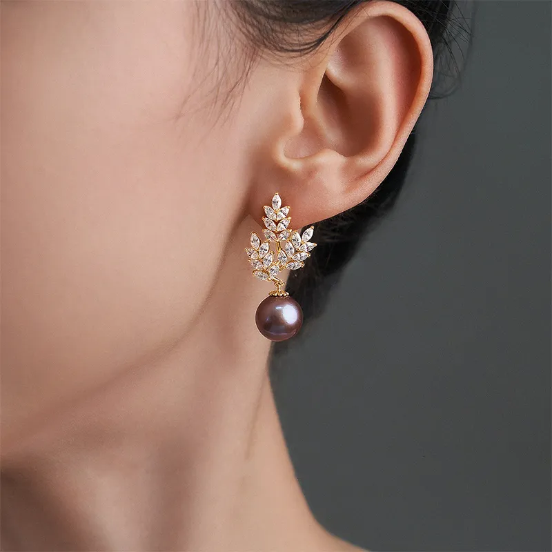 Luxury Beads Freshwater Pearl Earrings Women's-4