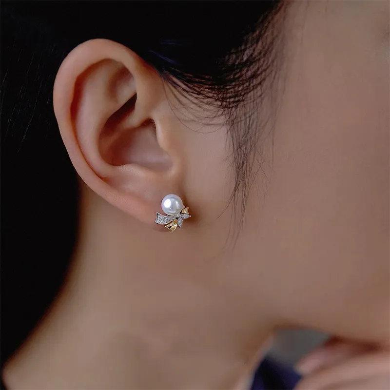 Luxury Beads Pearl Stud Earrings Women's-3