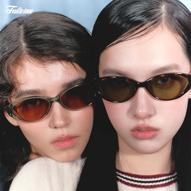 Fakeme Plate Frame Oval Sunglasses Unisex-2