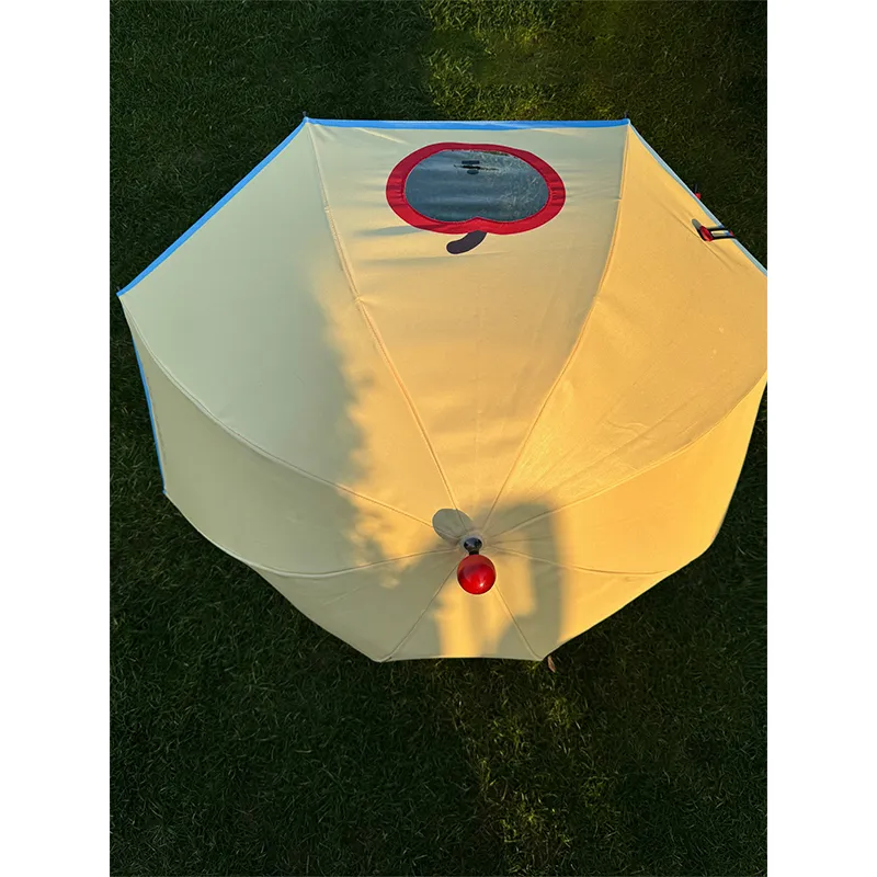 Tagi. Imagining Apple Rain Baby Umbrella Safety Transparent Small Window Patchwork Cute Button Long Handle Umbrella-2