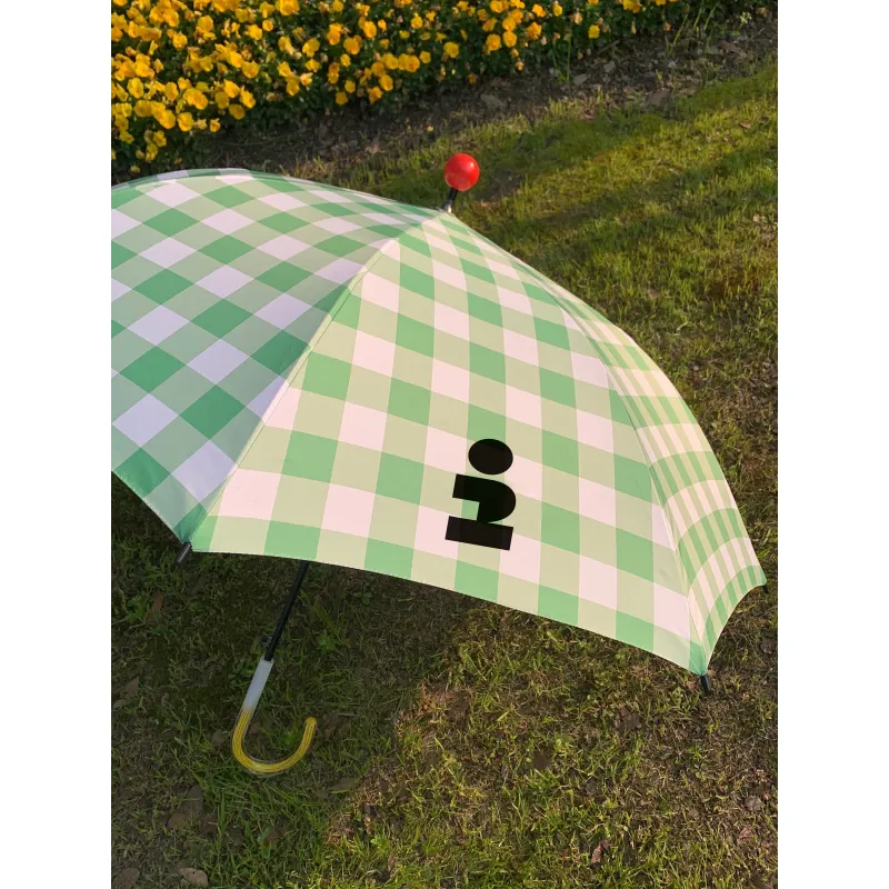 Tagi. Rain Ball Umbrella Rain Ball Umbrella Green Beige Plaid Controller 3D Effect Ball Umbrella-5