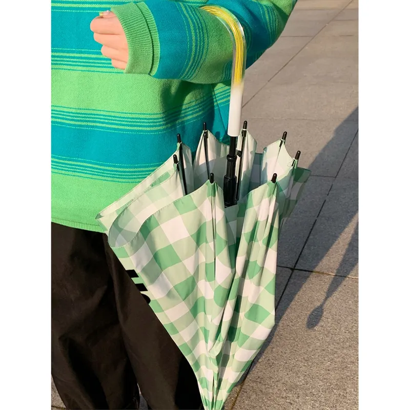 Tagi. Rain Ball Umbrella Rain Ball Umbrella Green Beige Plaid Controller 3D Effect Ball Umbrella-3