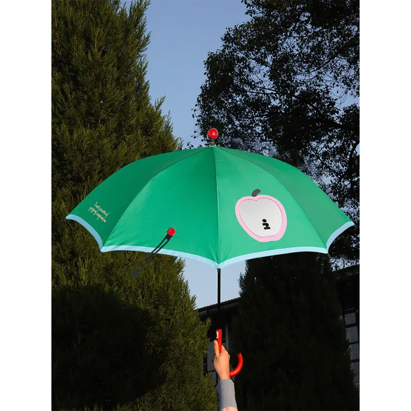Tagi. Imagining Apple Rain Baby Umbrella Safety Transparent Small Window Patchwork Cute Button Long Handle Umbrella-4